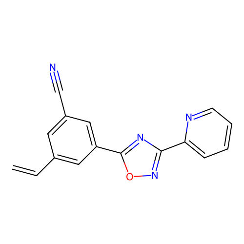 3-(2-Pyridyl)-5-(3-cyano-5-vinylphenyl)-1,2,4-oxadiazole structure