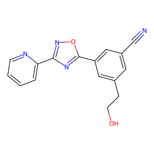 3-(2-Pyridyl)-5-(3-cyano-5-(2-hydroxyethyl)phenyl)-1,2,4-oxadiazole structure