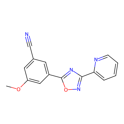 3-(Pyridin-2-yl)-5-(3-cyano-5-methoxyphenyl)-1,2,4-oxadiazole structure