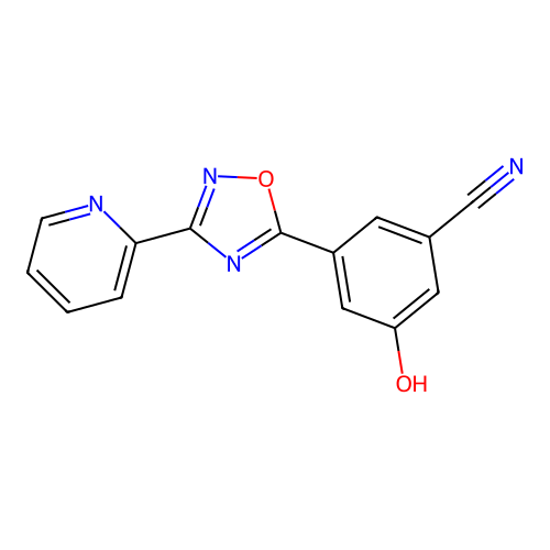 3-(Pyridin-2-yl)-5-(3-cyano-5-hydroxyphenyl)-1,2,4-oxadiazole structure