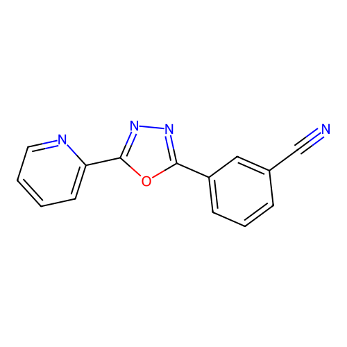 2-(Pyridin-2-yl)-5-(3-cyanophenyl)-1,3,4-oxadiazole structure