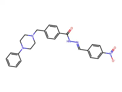 N-[(4-nitrophenyl)methylideneamino]-4-[(4-phenylpiperazin-1-yl)methyl]benzamide structure