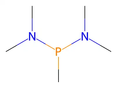 N-[dimethylamino(methyl)phosphanyl]-N-methylmethanamine structure