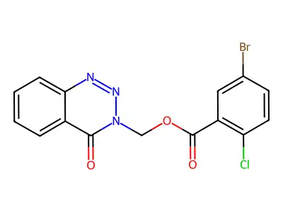 (4-oxobenzo[d][1,2,3]triazin-3(4H)-yl)methyl 5-bromo-2-chlorobenzoate structure