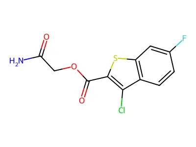 (2-Amino-2-oxoethyl) 3-chloro-6-fluoro-1-benzothiophene-2-carboxylate structure