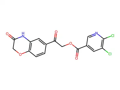 2-oxo-2-(3-oxo-3,4-dihydro-2H-1,4-benzoxazin-6-yl)ethyl 5,6-dichloronicotinate structure