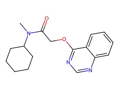 N-cyclohexyl-N-methyl-2-quinazolin-4-yloxyacetamide structure