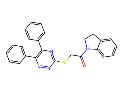 1-(2,3-Dihydroindol-1-yl)-2-[(5,6-diphenyl-1,2,4-triazin-3-yl)sulfanyl]ethanone structure