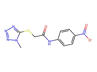 2-(1-methyltetrazol-5-yl)sulfanyl-N-(4-nitrophenyl)acetamide structure