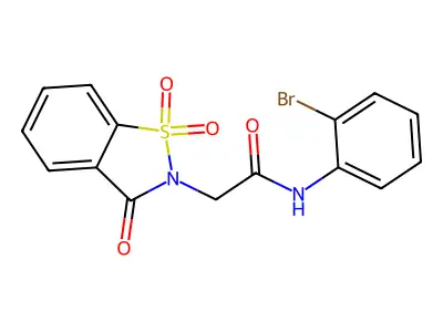 N-(2-bromophenyl)-2-(1,1,3-trioxo-1,2-benzothiazol-2-yl)acetamide structure