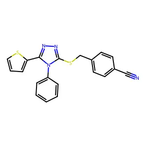 4-[(4-Phenyl-5-thiophen-2-yl-1,2,4-triazol-3-yl)sulfanylmethyl]benzonitrile structure
