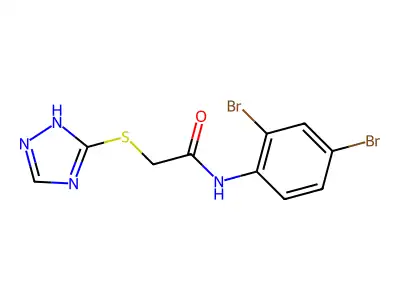 N-(2,4-dibromophenyl)-2-(1H-1,2,4-triazol-5-ylsulfanyl)acetamide structure