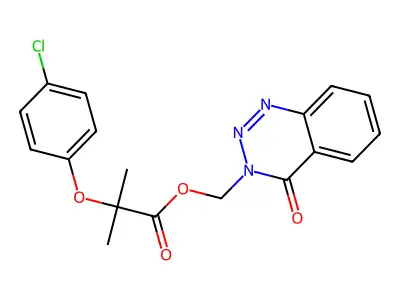 (4-oxo-3,4-dihydro-1,2,3-benzotriazin-3-yl)methyl 2-(4-chlorophenoxy)-2-methylpropanoate structure