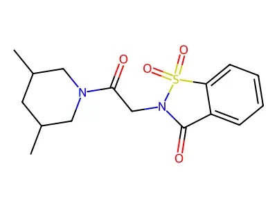 2-[2-(3,5-Dimethylpiperidin-1-yl)-2-oxoethyl]-1,1-dioxo-1,2-benzothiazol-3-one structure