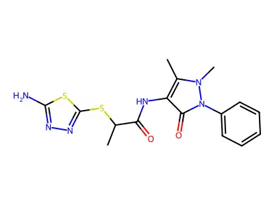 2-(5-Amino-[1,3,4]thiadiazol-2-ylsulfanyl)-N-(1,5-dimethyl-3-oxo-2-phenyl-2,3-dihydro-1H-pyrazol-4-yl)-propionamide structure