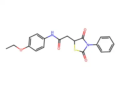 2-(2,4-dioxo-3-phenyl-1,3-thiazolidin-5-yl)-N-(4-ethoxyphenyl)acetamide structure
