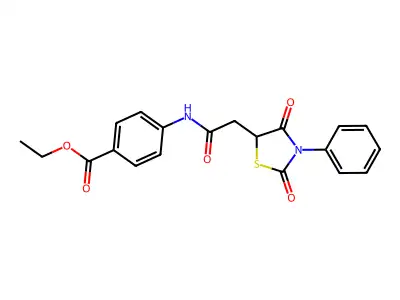 Ethyl 4-{[(2,4-dioxo-3-phenyl-1,3-thiazolidin-5-yl)acetyl]amino}benzoate structure