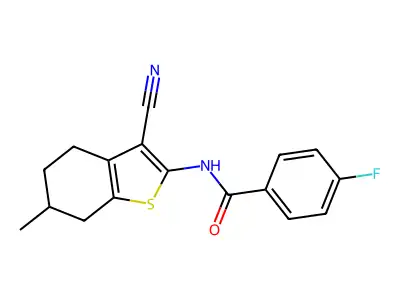 N-(3-cyano-6-methyl-4,5,6,7-tetrahydro-1-benzothiophen-2-yl)-4-fluorobenzamide structure