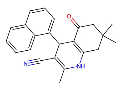 2,7,7-trimethyl-4-(1-naphthyl)-5-oxo-1,4,5,6,7,8-hexahydro-3-quinolinecarbonitrile structure