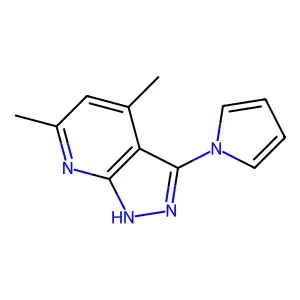 4,6-dimethyl-3-(1H-pyrrol-1-yl)-1H-pyrazolo[3,4-b]pyridine structure