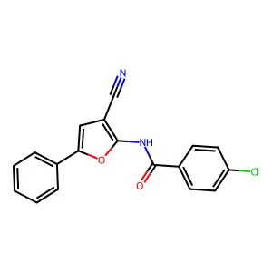 4-chloro-N-(3-cyano-5-phenylfuran-2-yl)benzamide structure