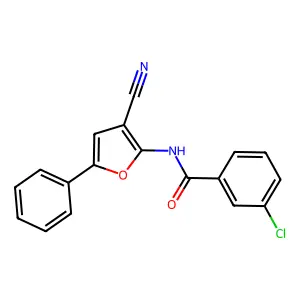 3-chloro-N-(3-cyano-5-phenylfuran-2-yl)benzamide structure