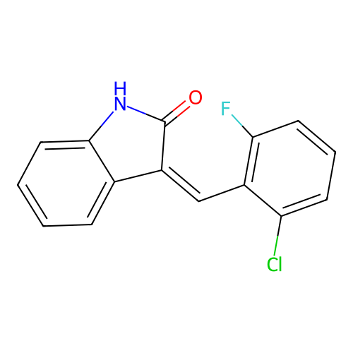 (Z)-3-(2-chloro-6-fluorobenzylidene)indolin-2-one structure