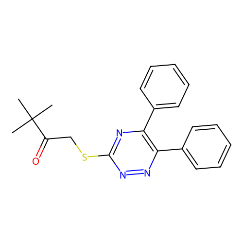 1-[(5,6-Diphenyl-1,2,4-triazin-3-yl)sulfanyl]-3,3-dimethylbutan-2-one structure