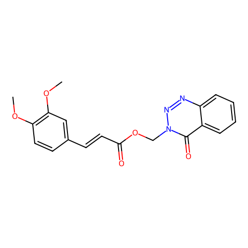 (4-oxo-3,4-dihydro-1,2,3-benzotriazin-3-yl)methyl (2Z)-3-(3,4-dimethoxyphenyl)prop-2-enoate structure