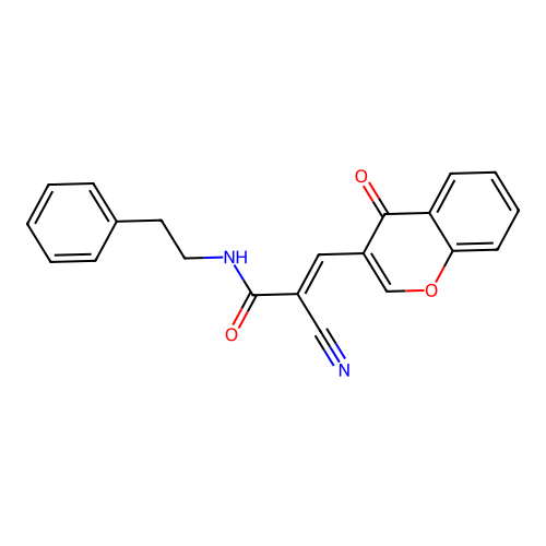(E)-2-cyano-3-(4-oxochromen-3-yl)-N-(2-phenylethyl)prop-2-enamide structure