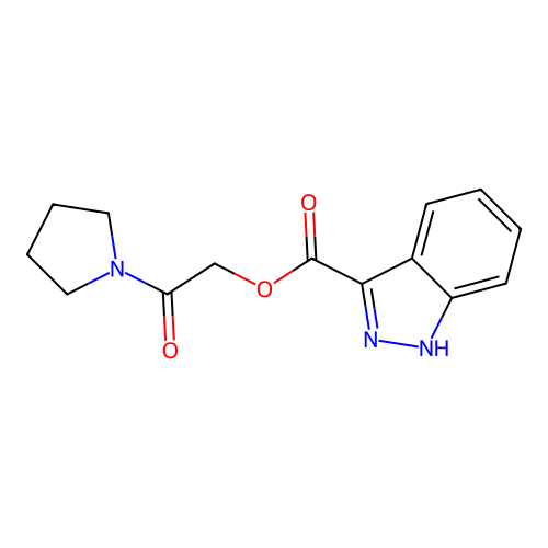 (2-oxo-2-pyrrolidin-1-ylethyl) 1H-indazole-3-carboxylate structure