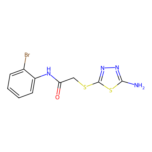 2-[(5-amino-1,3,4-thiadiazol-2-yl)sulfanyl]-N-(2-bromophenyl)acetamide structure