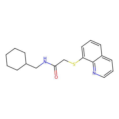 N-(cyclohexylmethyl)-2-(quinolin-8-ylsulfanyl)acetamide structure