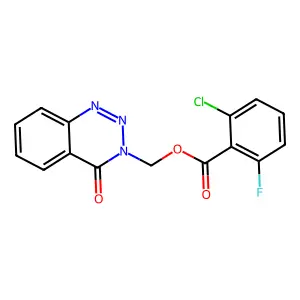 (4-oxobenzo[d][1,2,3]triazin-3(4H)-yl)methyl 2-chloro-6-fluorobenzoate structure