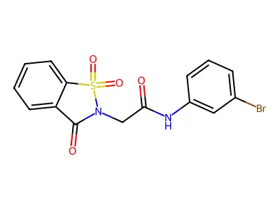 N-(3-bromophenyl)-2-(1,1-dioxido-3-oxo-1,2-benzisothiazol-2(3H)-yl)acetamide structure