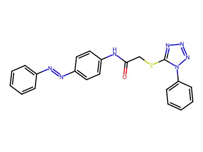 Acetamide, N-[4-(2-phenyldiazenyl)phenyl]-2-[(1-phenyl-1H-tetrazol-5-yl)thio]- structure