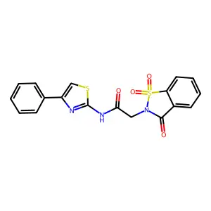 N-(4-phenyl-1,3-thiazol-2-yl)-2-(1,1,3-trioxo-1,2-benzothiazol-2-yl)acetamide structure