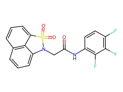 2-(2,2-dioxo-2lambda6-thia-3-azatricyclo[6.3.1.04,12]dodeca-1(11),4,6,8(12),9-pentaen-3-yl)-N-(2,3,4-trifluorophenyl)acetamide structure