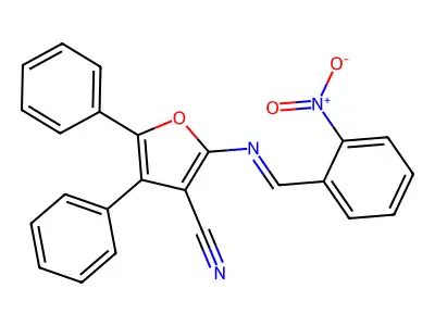 2-{[(E)-(2-nitrophenyl)methylidene]amino}-4,5-diphenyl-3-furonitrile structure