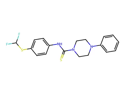 N-{4-[(difluoromethyl)sulfanyl]phenyl}-4-phenylpiperazine-1-carbothioamide structure