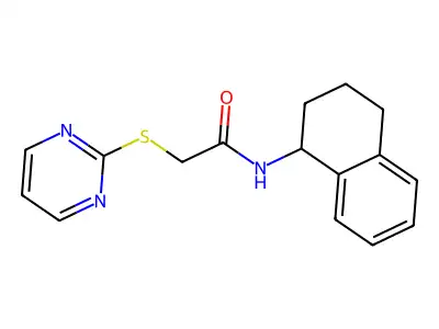 2-pyrimidin-2-ylsulfanyl-N-(1,2,3,4-tetrahydronaphthalen-1-yl)acetamide structure