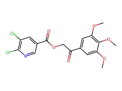 2-Oxo-2-(3,4,5-trimethoxyphenyl)ethyl 5,6-dichloropyridine-3-carboxylate structure