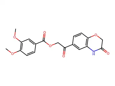 [2-oxo-2-(3-oxo-4H-1,4-benzoxazin-6-yl)ethyl] 3,4-dimethoxybenzoate structure