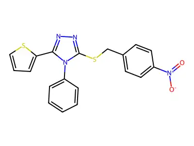 3-((4-nitrobenzyl)thio)-4-phenyl-5-(thiophen-2-yl)-4H-1,2,4-triazole structure