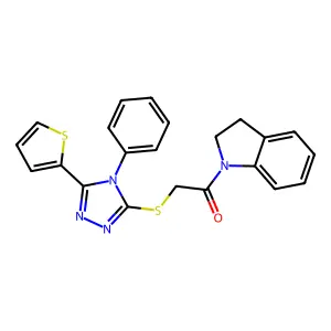 1-({[4-phenyl-5-(2-thienyl)-4H-1,2,4-triazol-3-yl]thio}acetyl)indoline structure