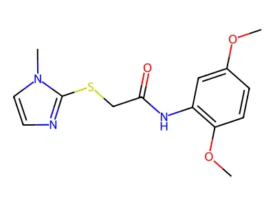 N-(2,5-dimethoxyphenyl)-2-(1-methylimidazol-2-yl)sulfanylacetamide structure