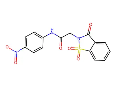 N-(4-nitrophenyl)-2-(1,1,3-trioxo-1,2-benzothiazol-2-yl)acetamide structure