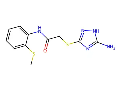 2-[(5-amino-1H-1,2,4-triazol-3-yl)sulfanyl]-N-(2-methylsulfanylphenyl)acetamide structure