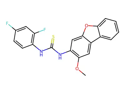 1-(2,4-Difluorophenyl)-3-(2-methoxydibenzofuran-3-yl)thiourea structure