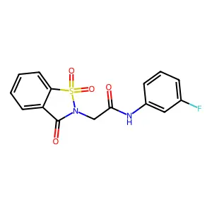 2-(1,1-dioxido-3-oxo-1,2-benzothiazol-2(3H)-yl)-N-(3-fluorophenyl)acetamide structure